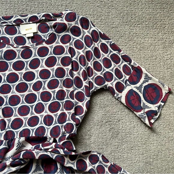 Anthropologie Maeve Circle Print Silk Dress with Ties - Picture 7 of 9